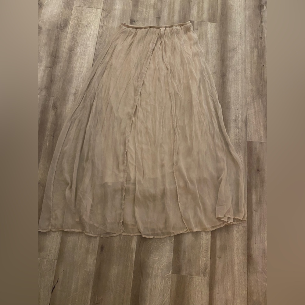 Tan float boho skirt long size L by willow and gray